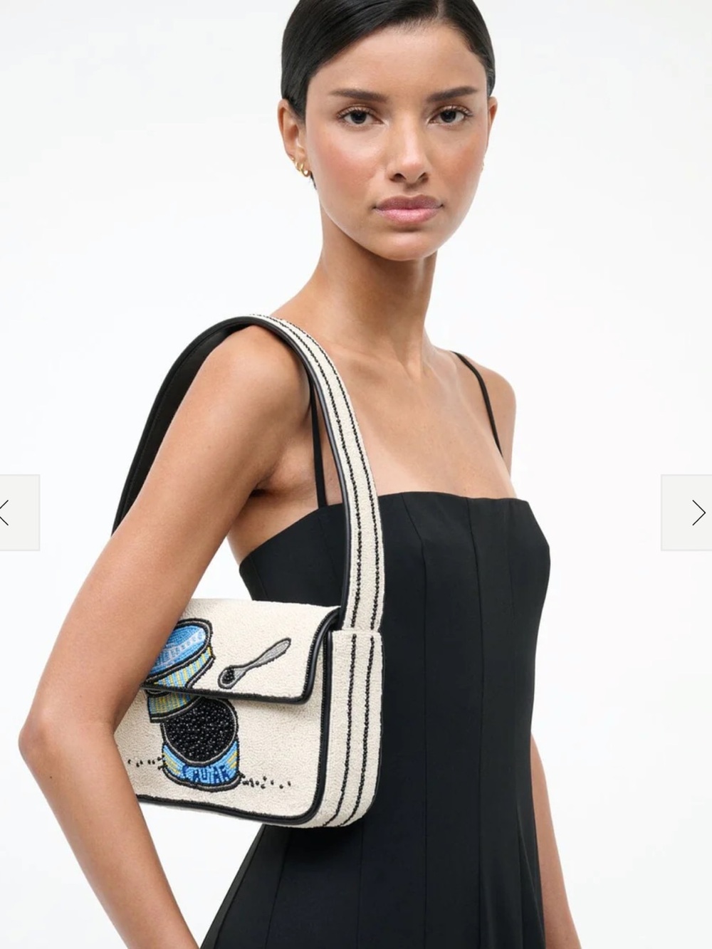 LIKE NEW STAUD Tommy Beaded Bag, Caviar Dreams - Picture 2 of 9